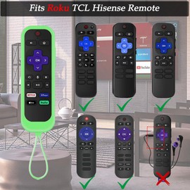 2Pack Taiyiluo Silicone Controller Cover for Onn Roku TV Remote Glow in The Dark Roku Remote Cover Compatible with Hisense TCL Roku Steaming Stick Express 4K Remote