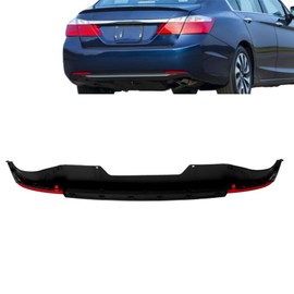 Silscvtt Black Rear Bumper Valance with Chrome Trim Molding and Reflectors Replacement for Accord 2013 2014 2015