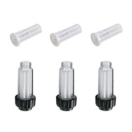 3 x Water Filter Set 2 Pieces Suitable for Kärcher Kränzle Nilfisk-Alto Bosch Stiehl Kingkraft Pressure Washers with 3/4 Inch Female Thread as 4.730-059.0 Including 1 x Free Filter Insert 5.731-050.0