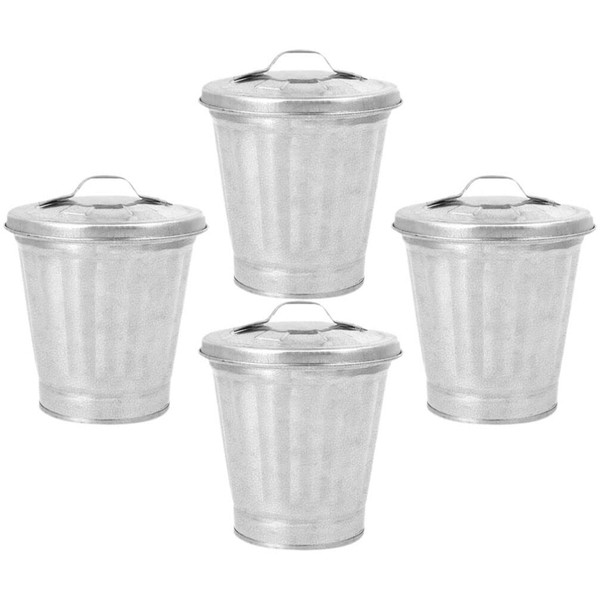 MAGICLULU 4 Pcs Mini Trash Can with Lid Metal Garbage