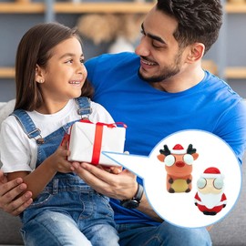 2pcs 3D Christmas Popping Out Eyes Squeeze Toy for Kids,Elk Santa Funny Pinch Toy Stress Relief Toy Novelty Fidget Toy Hand Squishy Squeeze Toys for Kids Adult,Relieve Stress,Xmas Stocking Fillers