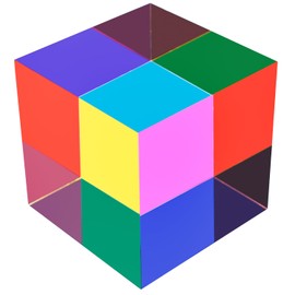 ZhuoChiMall CMY Mixing Colour Cube, 3.15 inch (80mm) Acrylic Mixing Color Cube Prism for Physics Education Learning and Office Desktop Decor, Scientific Toys and Gifts for Kids