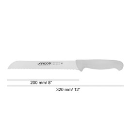 Arcos Serie 2900 - Brotmesser - Klinge Nitrum Edelstahl 200 mm - HandGriff Polypropylen Farbe Weiße