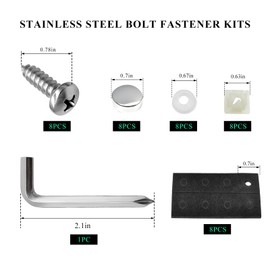 ZNDAW Stainless Steel License Plate Screws, Self-Tapping Bolts Fasteners Car Tag Mounting Hardware Kit, Rustproof Anti-Rattle Screws Caps Cover for Front Rear Frame Holder (Silver)