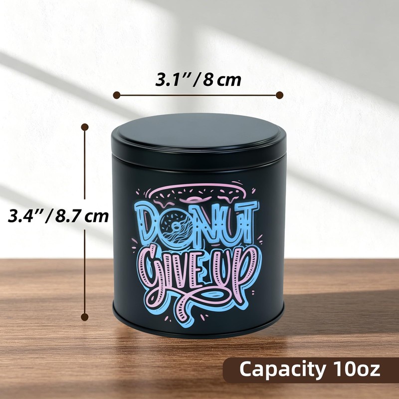 12 Pack Inspirational Black Candle Tins with Lids, 10 oz