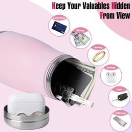 BarGifts 20oz Hidden Safe Water Bottle, Stainless Steel Secret Compartment, Keeps Valuables Safe, 101.06 in³, Pink