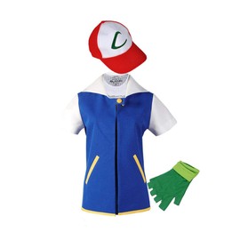 Coslover Anime Kids Adult Hoodie Jacket Shirt Gloves Hat Sets Cosplay Costume Blue