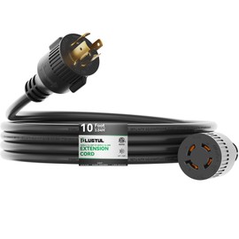 PLUGTUL 4 Prong 20 Amp Extension Cord 25FT, NEMA L14-20 Generator Extension Cord, 12 Gauge SJTW, 125/250Volts, 20Amp, 2500/5000W, ETL Listed, Black