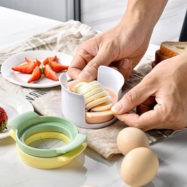 Egg Slicer, 3 in 1 Stainless Steel Egg Divider, Suitable for Cutting Boiled Eggs, Strawberries, Kiwis, White