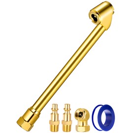 LUMITECO 5-Pack Dual Head Air Chuck Set, 1/4 Inch Female NPT Closed Ball Tire Chuck with 2 Standard Male Quick Plug, 2 Way Connection Tire Air Fill Kit for Tire Inflator Gauge and Air Compressor