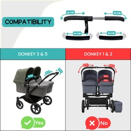PROTEC TIF | Pack of Faux Leather Covers Compatible with Bugaboo Donkey 3 and 5 | Duo | to Fit Over The Original Covers |