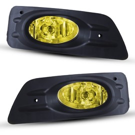 AUTOWIKI Fog Lights For 2006 2007 Honda Accord 4 Door Sedan dr Lamps Assemblies Driver Passenger Replacement With Wiring Kits Amber Yellow