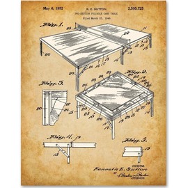 Ping Pong Table Tennis - 11x14 Unframed Patent Print - Makes a Great Gift Under $15 for Game Room