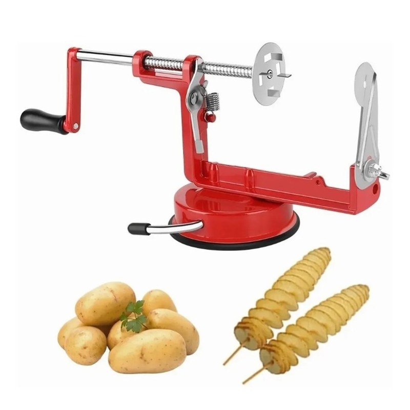 Spiral Potato Cutter Hand Crank Stainless Steel Alloy Rubber Food