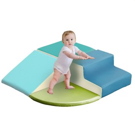 MOOITZ Foam Climbing Blocks for Toddlers, 4pcs Climbing Toys for Toddlers for Climb,Crawl and Slide, Toddler Climbing Toys Indoor for Nursery, Living Room, Children's Room (Blue)