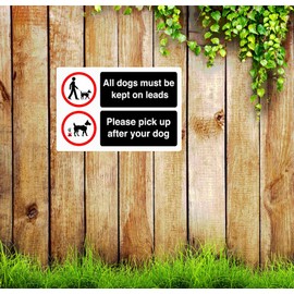 Safety First Display LTD All dogs must be kept on leads pick up after your dog sign - 1.2mm Rigid plastic for indoor/outdoor usage (400mm x 300mm) Viewing Distance within 14m.