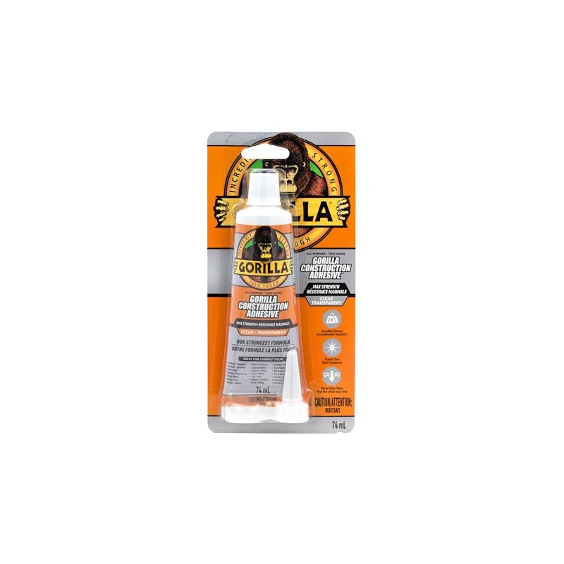 Gorilla Max Strength - calcomanía de construcción, pegamento transparente, tubo