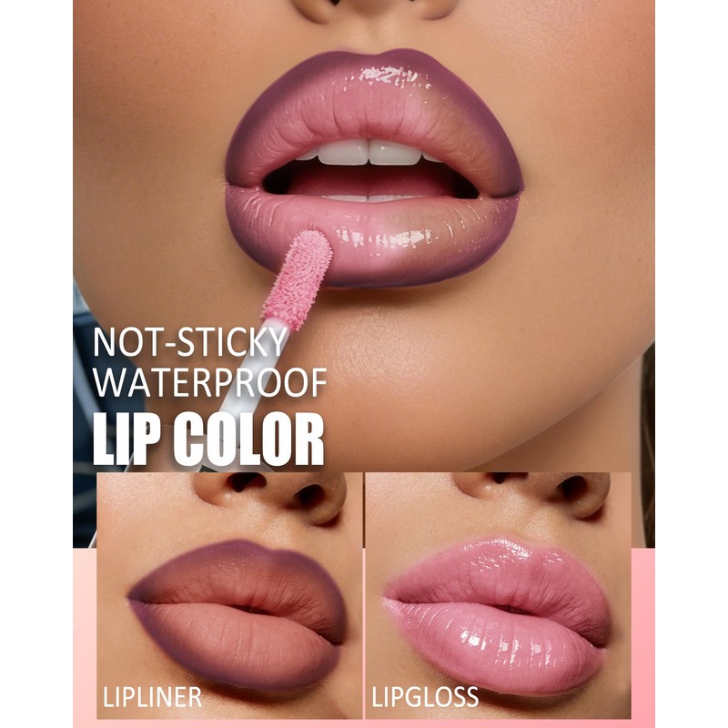 Rossetto e lucidalabbra 2 in 1, colore rosa baby ombre,
