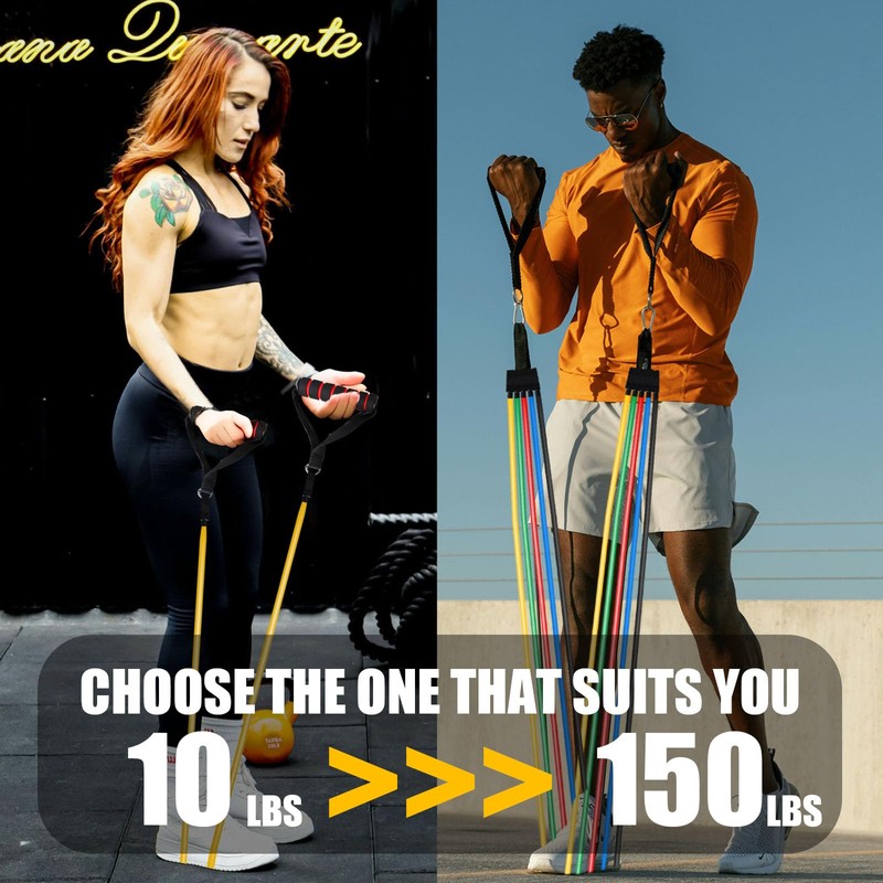 Rubruel Resistance Bands Set with Handles - 150 lbs Heavy