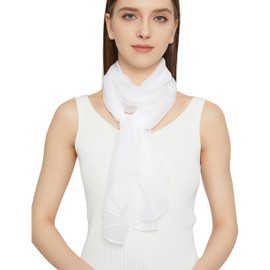 PANTONIGHT Long Chiffon Sheer Scarf For womens (073 white)