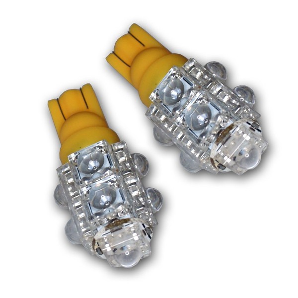 Tuningpros LEDUHL-T10-Y9 Under Hood Light LED Light Bulbs T10 Wedge, 9 Flux LED Yellow 2-pc Set