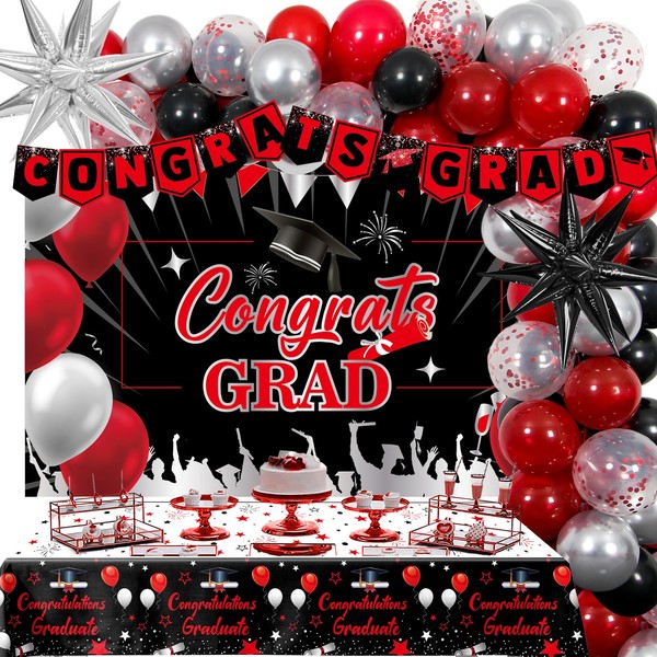 2024 Graduation Party Decorations, Red Black Graduation Decorations Class of