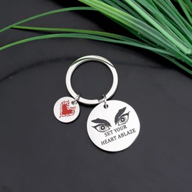 CYTING Anime Manga Inspirational Gift Set Your Heart Ablaze Keychain Fire Flame Slayer Anime Character Jewelry Cosplay Gift
