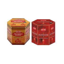 Backflow Incense Cones (Dragon Blood & Frankincense) Total 80 Cones - HEM Incense from India
