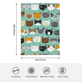 HGOD DESIGNS Cat Flannel Fleece Bed Blanket 130x150cm Cartoon Curte Cat Face Pattern Throw Blanket Lightweight Cozy Plush Blanket for Bedroom Living Rooms Sofa Couch
