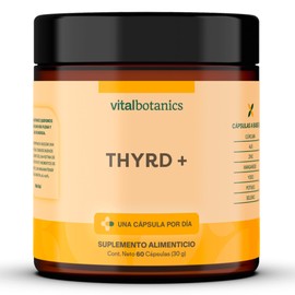 THYRD + con Magnesio, Potasio, Selenio, Yodo, Zinc, Ajo y Cúrcuma. Con 60 capsulas de 500mg (2 meses). VitalBotanics. Suplemento Multivitamínico para Hombre y Mujer. Libre de Gluten y Aditivos.