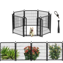 Getlay Dog Playpen 24 inch(H) 8 Panels Dog Fence Outdoor for Yard. Wide Door Low Threshold，Metal Dog Pen Heavy Duty Pet Puppy Exercise Pen for Rv Camping Garden Yard, Total 15.7 Ft(L)
