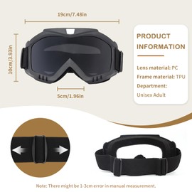 SooGree OTG Ski Goggles - Over Glasses Ski/Snowboard Goggles (Black Lenses)
