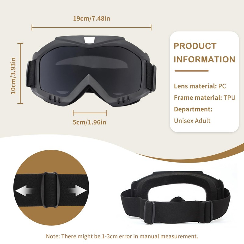 SooGree OTG Ski Goggles - Over Glasses Ski/Snowboard Goggles (Black