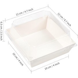 Kucoele Kucoele 50 Pack Small Charcuterie Boxes with Clear Lids, 4 Inches Paper Bakery Boxes Dessert Boxes Disposable To Go Food Containers for Cookie, Cake Slice, Mini Cake, Chocolate Strawberry (White)