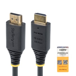 StarTech.com 30cm (1ft) High Speed HDMI Cable, 4K 60Hz/1440p 144Hz, 18Gbps, UHD HDMI 2.0 Cord, TPE Jacket