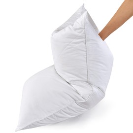 Three Geese Pack of 2 White Goose Feather Pillows King Size- Soft 600 Thread Count 100% Cotton, Medium Firm,Soft Support,White Solid