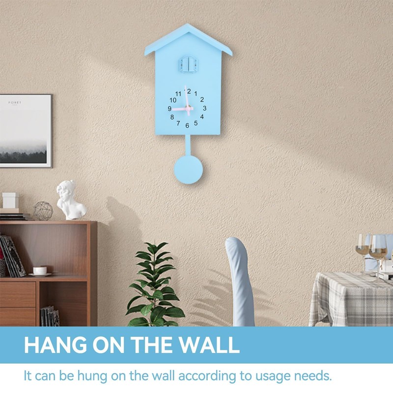 HERCHR Modern Cuckoo Clock, Birdhouse Blue Wall Clock, Cuckoo Clock