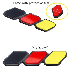 iJDMTOY Black/Red/Yellow 3-Color Stripe Lower Grille/Hood Grill Badge Emblem w/No Removal Required Toggle Anchor Bolts, Compatible with German Cars