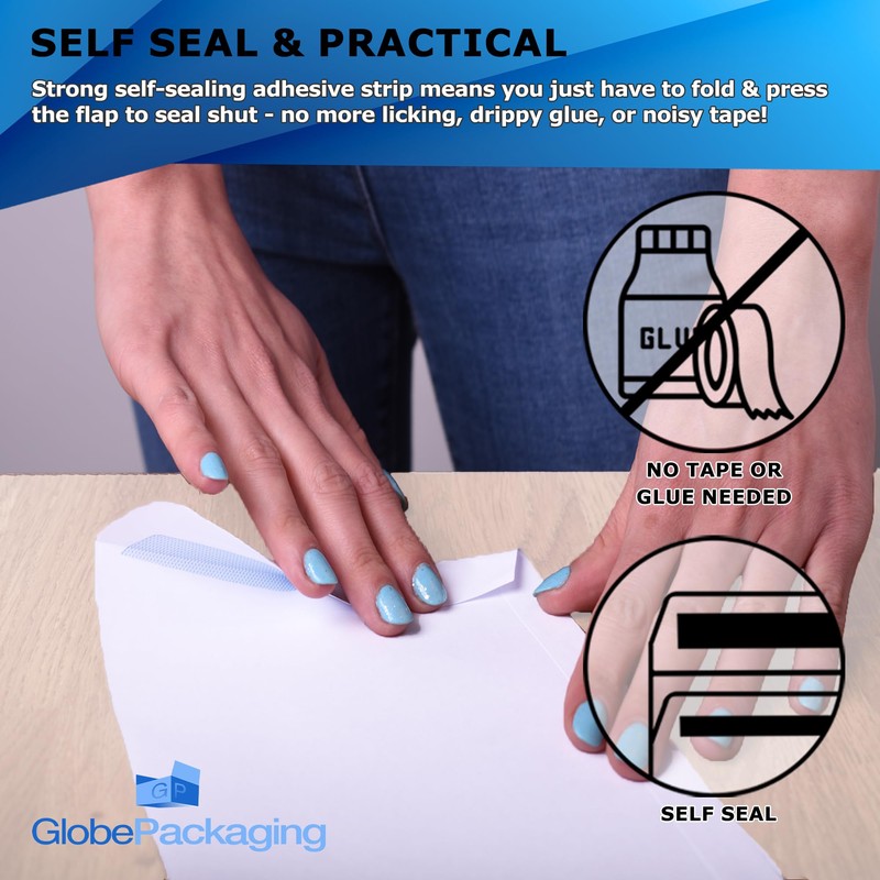 GP Globe Packaging 50 x C6 A6 White Plain Self