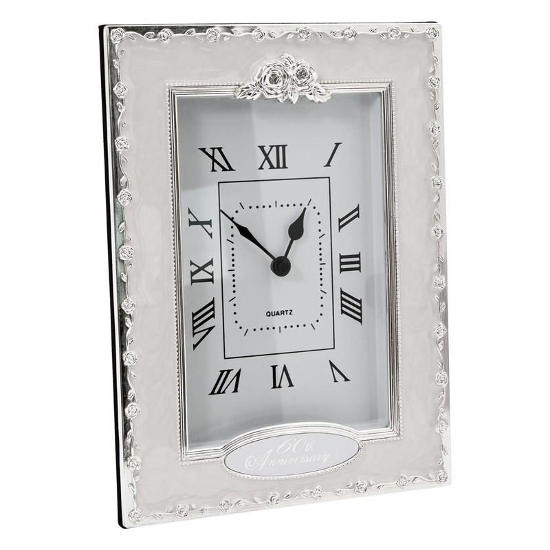 Happy Homewares Traditional 60th Anniversary Clock in White Epoxy with