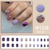 Short Press on Nails Square Purple Fake Nails with Designs
