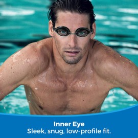 Water Gear Vector Metallic Anti-Fog Swim Goggles - Less Glare & UV Protection Lenses (Smoke)