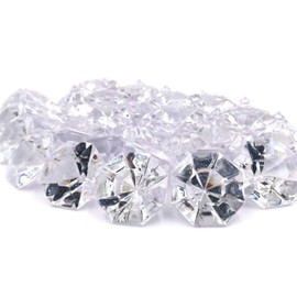Pkg of 24 Clear 25 Carat Acrylic Diamonds with Super Big Bling - Vase Fillers or Wedding Bridal Shower Party Table Confetti Decorations (Basic pack)
