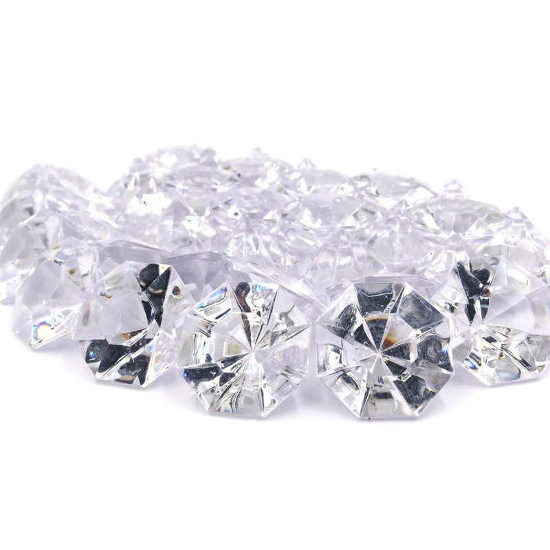 Pkg of 24 Clear 25 Carat Acrylic Diamonds with Super