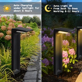 Solar Pathway Lights 2 PACK Outdoor Waterproof Super Bright Solar powered Path light For Walkway Landscape Driveway Sidewalk Yard Lawn Garden, Modern Design Decorative 2 brightness Modes (Warm White)