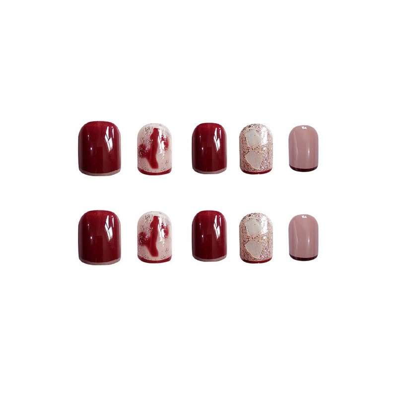 24 Pcs Elegant Nail Tips Shell Nails Silver Pink Make