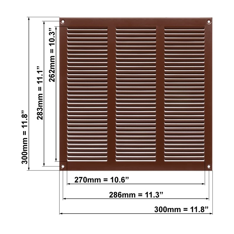 300mm x 300mm Brown Metal Air Vent Grille