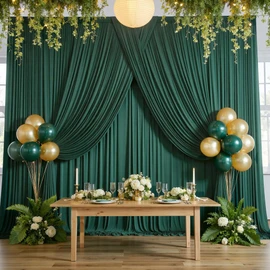 20ftx10ft Hunter Green Backdrop Curtains for Party Background, Wrinkle Free Green Photo Curtains Backdrop Drapes 4 Panels Back Drop Cloth for Wedding Birthday Photography Baby Shower Decor