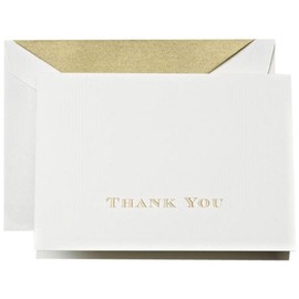 Crane & Co. Gold Hand Engraved Thank You Notes (CT1308),Pearl White