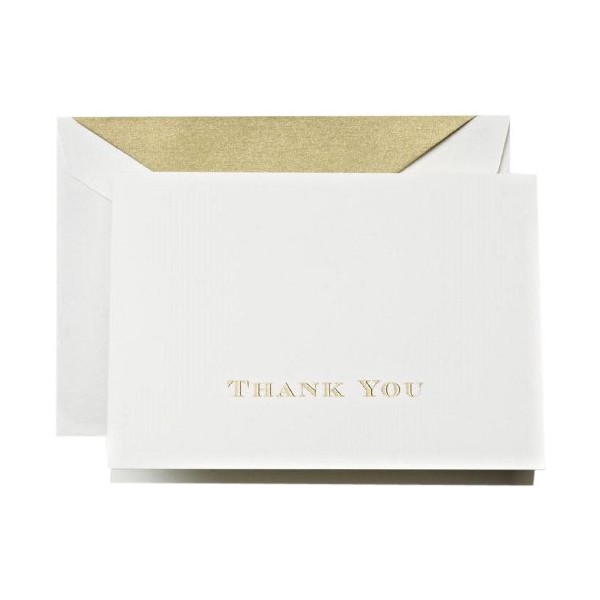 Crane & Co. Gold Hand Engraved Thank You Notes (CT1308),Pearl White